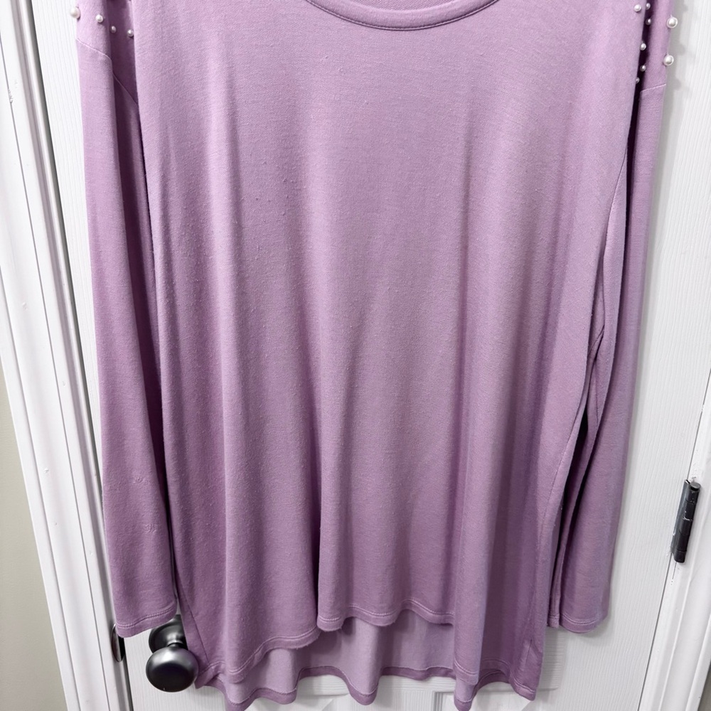 Lane Bryant Pearl Detail Lilac Purple Long Sleeve TunicPlus Size 14/16 - Picture 4 of 7